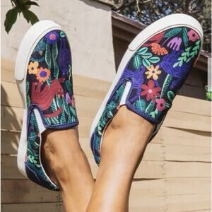 Inkkas Sneakers Women Size 7 / Men 8 Multicolor Cats Jungle Slip On Canvas Shoes